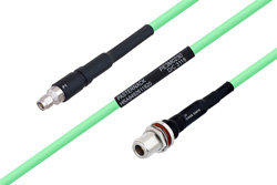 Temperature Conditioned SMA Male to N Female Bulkhead Low Loss Cable 60 Inch Length Using PE-P300LL Coax