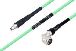 Temperature Conditioned SMA Male to N Male Right Angle Low Loss Cable Using PE-P300LL Coax