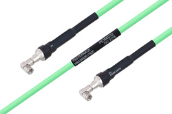 Temperature Conditioned SMA Male Right Angle to SMA Male Right Angle Low Loss Cable 18 Inch Length Using PE-P300LL Coax