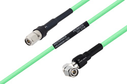 Temperature Conditioned TNC Male to TNC Male Right Angle Low Loss Cable Using PE-P300LL Coax