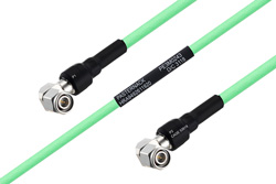 Temperature Conditioned TNC Male Right Angle to TNC Male Right Angle Low Loss Cable 18 Inch Length Using PE-P300LL Coax