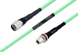 Temperature Conditioned N Male to N Female Bulkhead Low Loss Cable 18 Inch Length Using PE-P300LL Coax