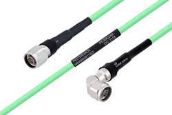 Temperature Conditioned N Male to N Male Right Angle Low Loss Cable Using PE-P300LL Coax
