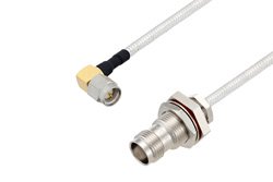 SMA Male Right Angle to TNC Female Bulkhead Cable 150 cm Length Using PE-SR402FL Coax