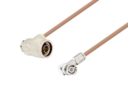 N Male Right Angle to BNC Male Right Angle Cable 24 Inch Length Using RG400 Coax