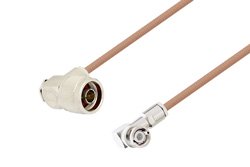 N Male Right Angle to BNC Male Right Angle Cable 60 Inch Length Using RG400 Coax