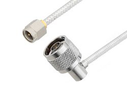 SMA Male to N Male Right Angle Cable 100 CM Length Using PE-SR402FL Coax