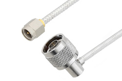 SMA Male to N Male Right Angle Cable 60 Inch Length Using PE-SR402FL Coax