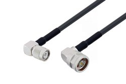 TNC Male Right Angle to N Male Right Angle Cable 36 Inch Length Using LMR-240 Coax with HeatShrink