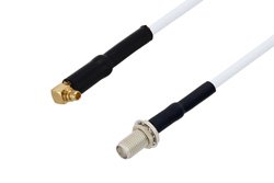 MMCX Plug Right Angle to SMA Female Bulkhead Cable 24 Inch Length Using RG188-DS Coax with HeatShrink