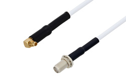 MMCX Plug Right Angle to SMA Female Bulkhead Cable 48 Inch Length Using RG188-DS Coax with HeatShrink