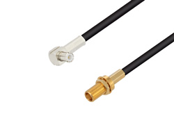 MCX Plug Right Angle to MCX Jack Bulkhead Cable 24 Inch Length Using RG174 Coax
