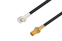 MCX Plug Right Angle to MCX Jack Bulkhead Cable 60 Inch Length Using RG174 Coax