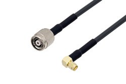 Reverse Polarity TNC Male to SMA Male Right Angle Cable 50 cm Length Using LMR-240 Coax with HeatShrink