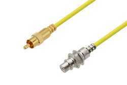 75 Ohm RCA Male to 75 Ohm RCA Female Bulkhead Cable 200 cm Length Using 75 Ohm PE-B159-YW Yellow Coax