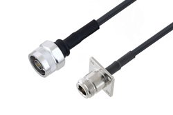 N Male to N Female 4 Hole Flange Low Loss Cable Using LMR-195 Coax
