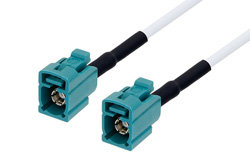 Water Blue FAKRA Jack to FAKRA Jack Cable 60 Inch Length Using RG188 Coax with HeatShrink