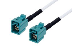 Water Blue FAKRA Jack to FAKRA Jack Cable Using RG188 Coax with HeatShrink