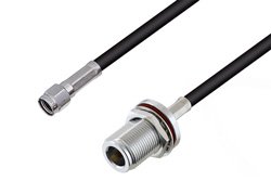 Reverse Polarity SMA Male to N Female Bulkhead Cable 60 Inch Length Using RG58 Coax