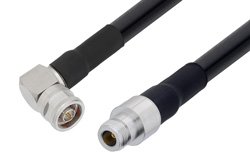 N Male Right Angle to N Female Cable 24 Inch Length Using LMR-600 Coax with HeatShrink