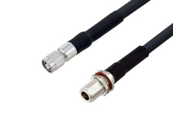 Reverse Polarity TNC Male to N Female Bulkhead Cable 12 Inch Length Using LMR-400 Coax with HeatShrink