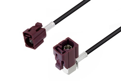 Bordeaux FAKRA Jack to FAKRA Jack Right Angle Cable 24 Inch Length Using LMR-100 Coax