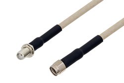 SMA Female Bulkhead to Reverse Polarity SMA Male Cable Using RG141 Coax