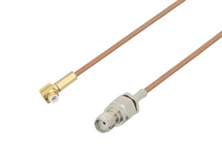 Snap-On MMBX Plug Right Angle to SMA Female Cable 6 Inch Length Using RG178 Coax