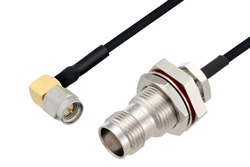 SMA Male Right Angle to TNC Female Bulkhead Cable Using PE-SR405FLJ Coax with HeatShrink