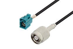 Water Blue FAKRA Jack to Reverse Polarity TNC Male Low Loss Cable 100 cm Length Using LMR-100 Coax