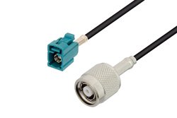 Water Blue FAKRA Jack to Reverse Polarity TNC Male Low Loss Cable 12 Inch Length Using LMR-100 Coax