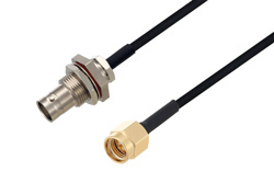 BNC Female Bulkhead to SMA Male Cable 150 cm Length Using PE-SR405FLJ Coax