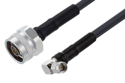N Male to SMA Male Right Angle Cable 150 cm Length Using LMR-240-UF Coax , LF Solder
