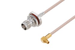 TNC Female Bulkhead to MMCX Plug Right Angle Cable 36 Inch Length Using RG316 Coax