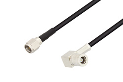 SMA Male to SMB Plug Right Angle Cable 24 Inch Length Using RG174 Coax