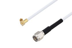 SSMC Plug Right Angle to SMA Male Cable 100 cm Length Using RG188-DS Coax