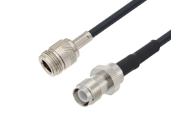 N Female to Reverse Polarity TNC Female Cable 200 cm Length Using LMR-195 Coax , LF Solder