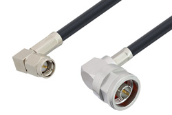 SMA Male Right Angle to N Male Right Angle Cable 24 Inch Length Using LMR-195-FR Coax