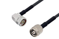 N Male Right Angle to Reverse Polarity TNC Male Cable Using LMR-240-UF Coax with HeatShrink