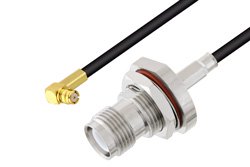Push-On SMP Female Right Angle to Reverse Polarity TNC Female Bulkhead Cable 60 Inch Length Using LMR-100 Coax