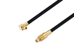 MMCX Plug Right Angle to MMCX Plug Cable 24 Inch Length Using PE-SR405FLJ Coax