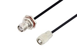 Reverse Polarity TNC Female Bulkhead to Reverse Polarity TNC Male Cable 100 cm Length Using PE-SR402FLJ Coax