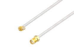 SMP Female Right Angle to SMA Female Cable 150 cm Length Using PE-SR405FL Coax