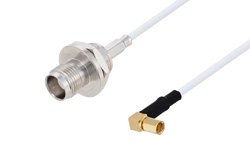 TNC Female Bulkhead to SSMC Plug Right Angle Cable 60 Inch Length Using RG188 Coax