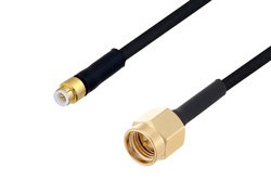 Snap-On MMBX Plug to SMA Male Cable 12 Inch Length Using PE-SR405FLJ Coax with HeatShrink