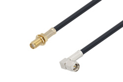 SMA Female Bulkhead to SMA Male Right Angle Cable 100 cm Length Using LMR-195 Coax