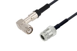 TNC Male Right Angle to N Female Cable 48 Inch Length Using LMR-195 Coax with HeatShrink
