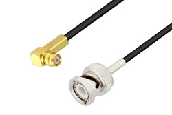 Push-On SMP Female Right Angle to BNC Male Cable 48 Inch Using RG174 Coax