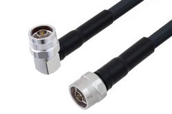 N Male Right Angle to N Male Cable 24 Inch Length Using LMR-400 Coax with Double HeatShrink