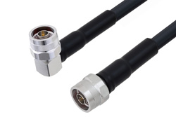 N Male Right Angle to N Male Cable 36 Inch Length Using LMR-400 Coax with Double HeatShrink